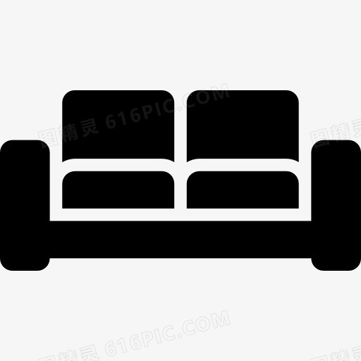 客厅的黑色双人沙发图标