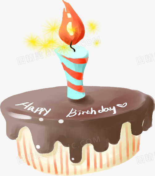 扁平卡通风格生日蛋糕蜡烛