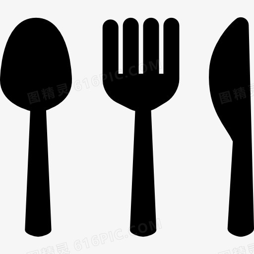 勺子叉子和刀的剪影餐厅标志图标