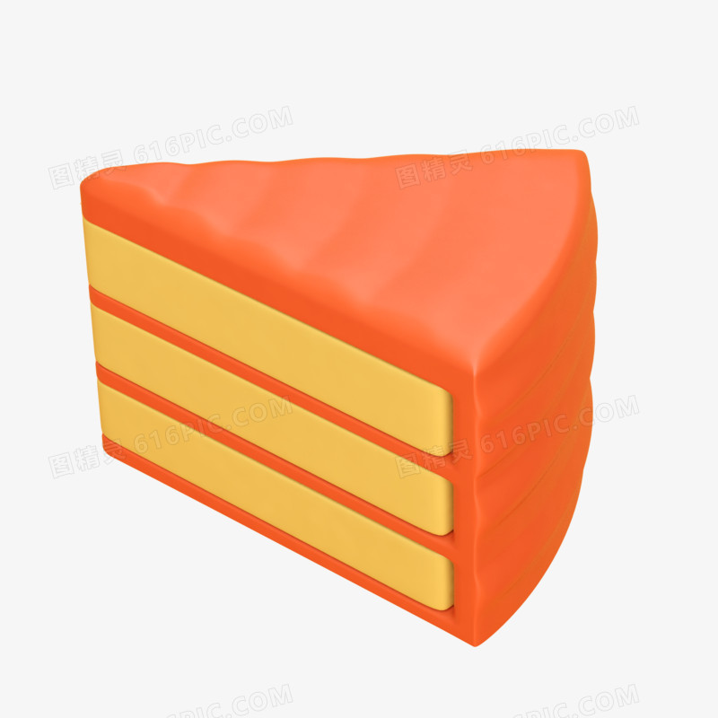橙色简约C4D立体仿真甜品蛋糕元素
