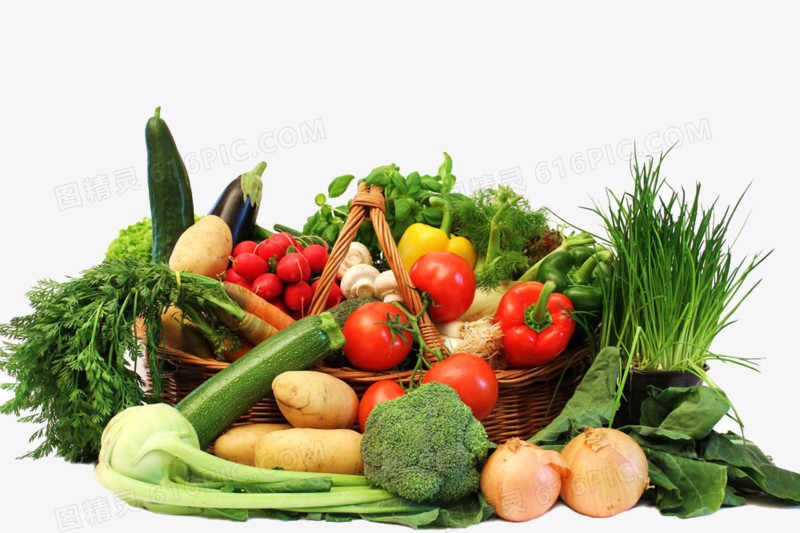 菜市场的蔬菜与菜篮高清免扣素材