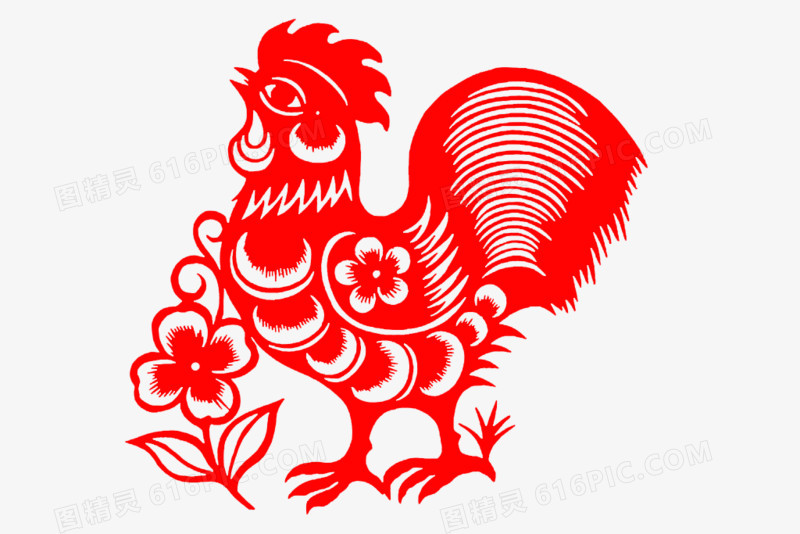 关键词:              红色鸡年鸡图案剪纸窗花