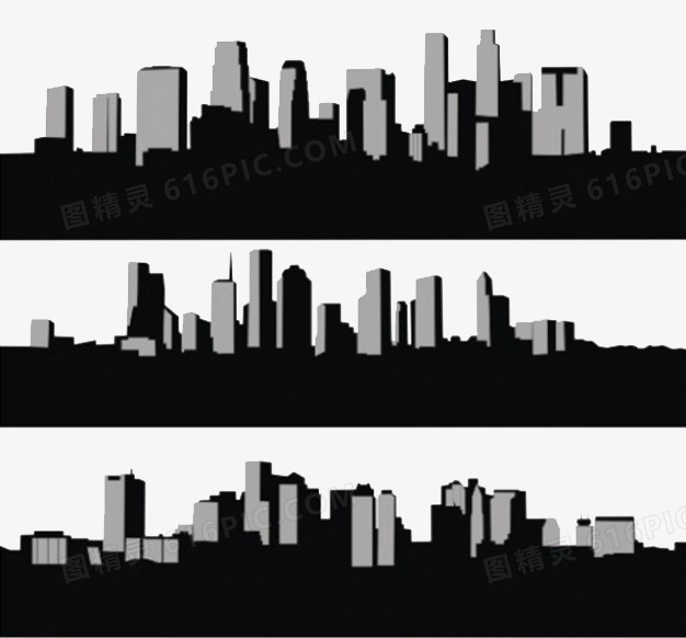 卡通手绘城市剪影