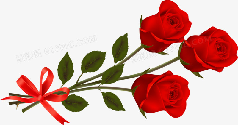 图精灵 免抠元素 装饰图案 > 红玫瑰花束