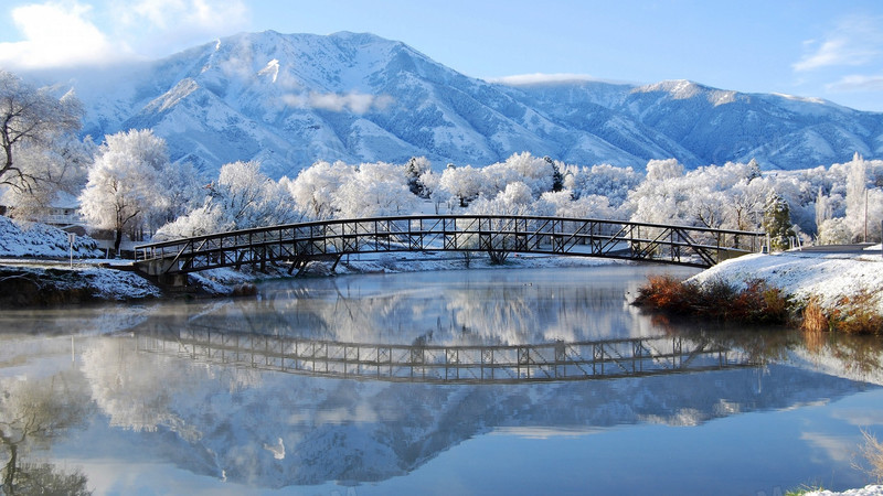 蓝天白云雪山海水树林