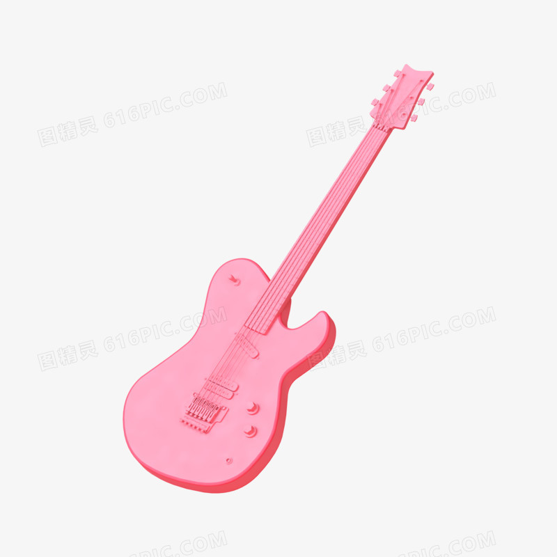 粉色简约C4D立体创意小提琴素材