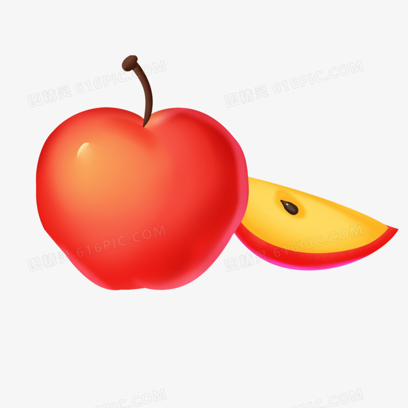 手绘卡通秋天水果苹果免抠素材