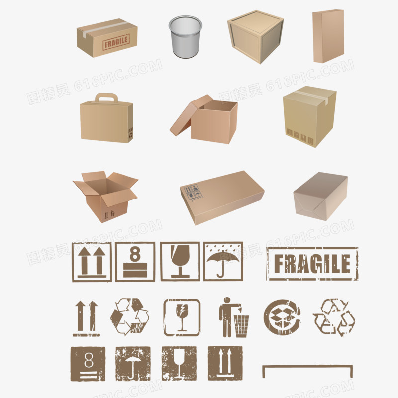 包装盒常用标志矢量素材