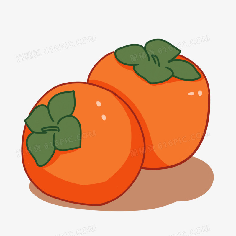 手绘卡通秋季水果柿子素材