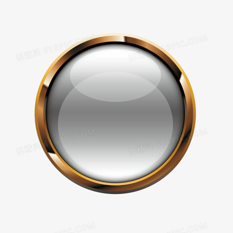 矢量灰色金属框圆形水晶按钮