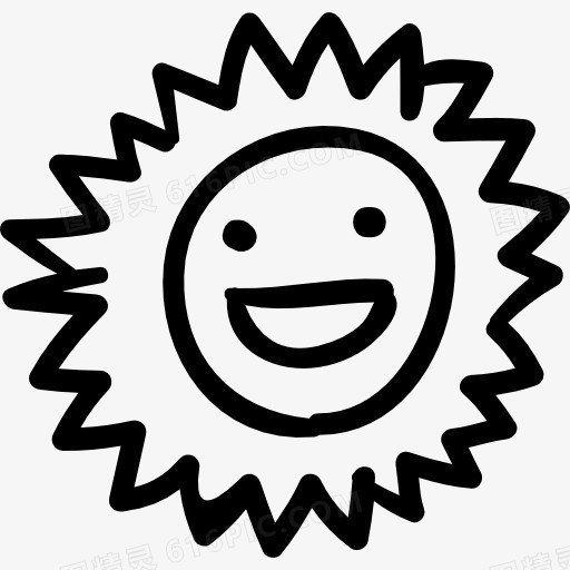 微笑的太阳手工符号图标