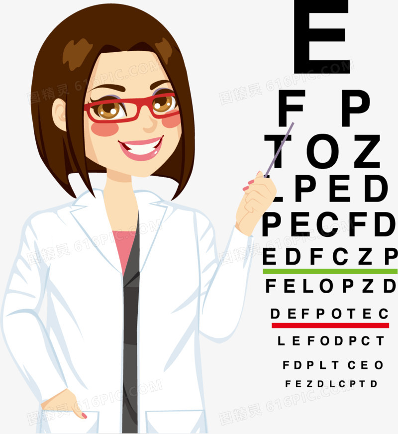 标准视力对照表与眼科医生矢量素材免费下载,