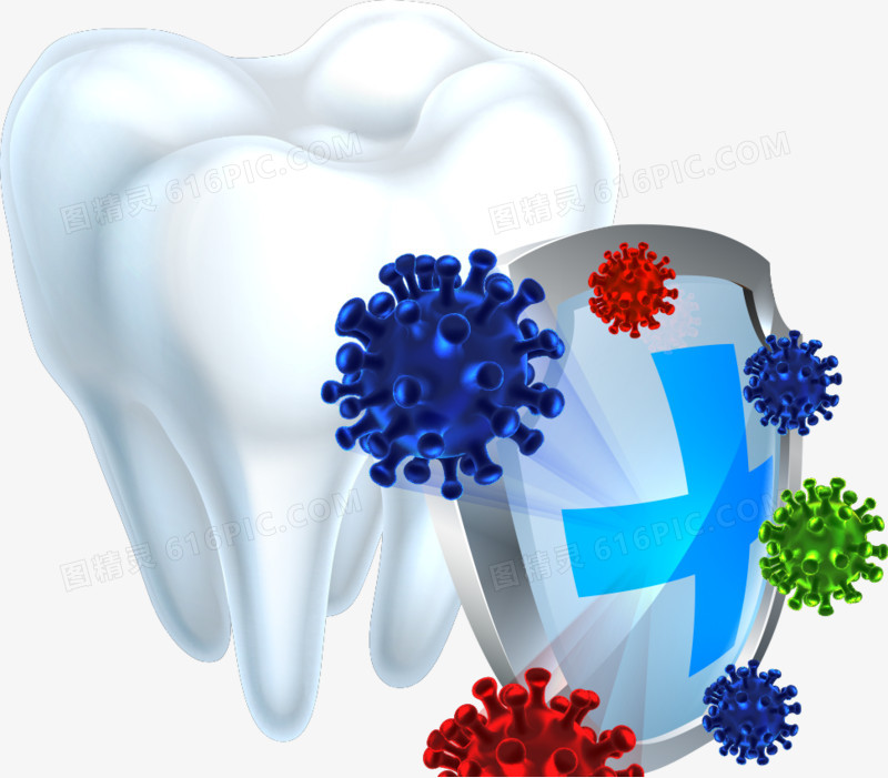 矢量牙齿病毒和盾牌