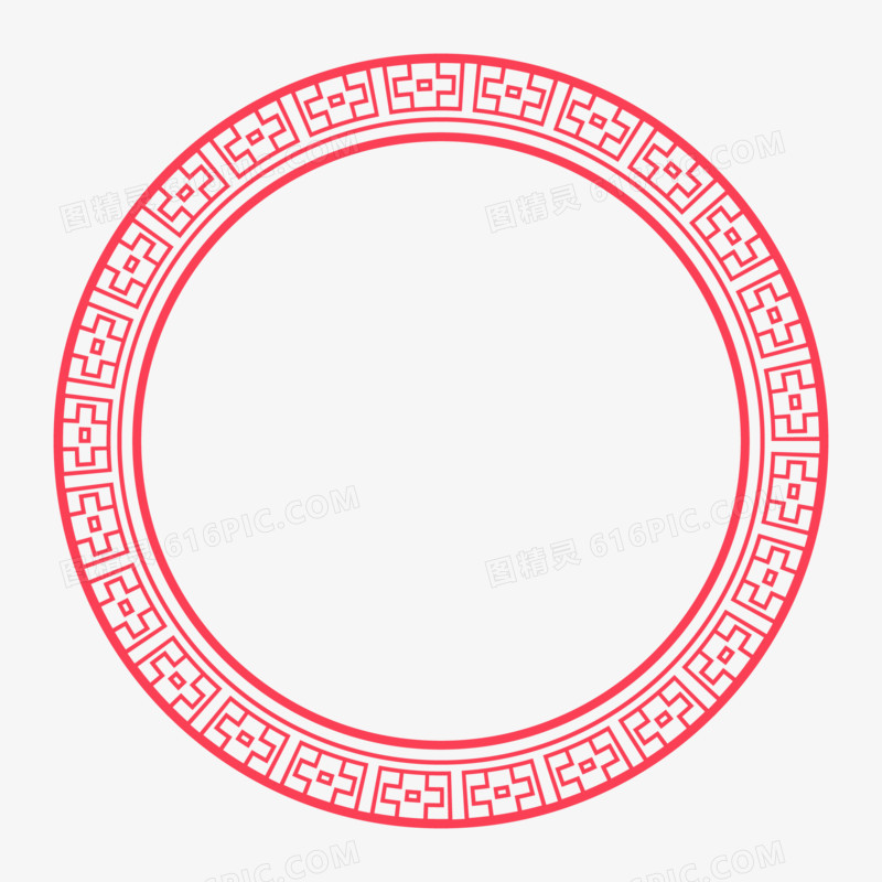 中式纹样圆形边框元素