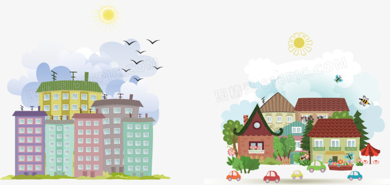楼房童话世界小房子图精灵为您提供卡通建筑房屋设计矢量素材免费下载