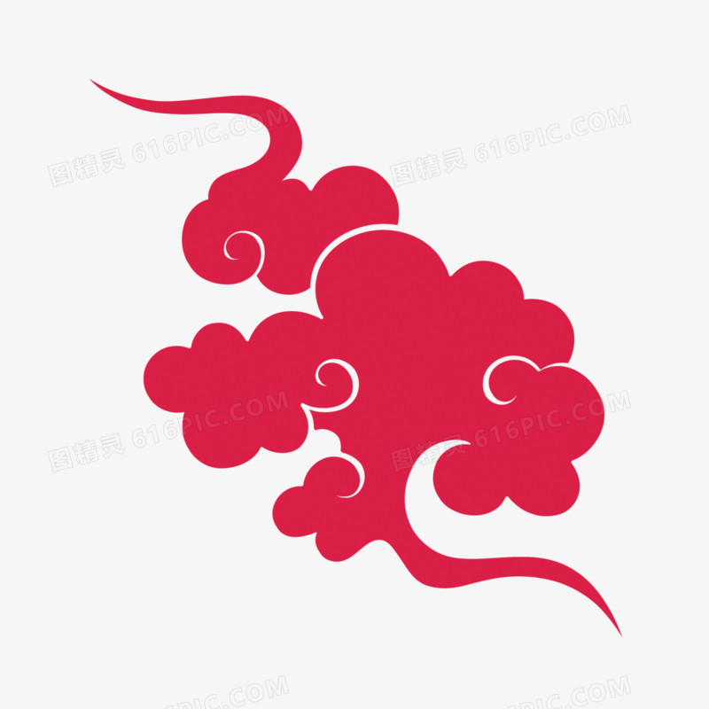 红色扁平祥云中国风装饰元素