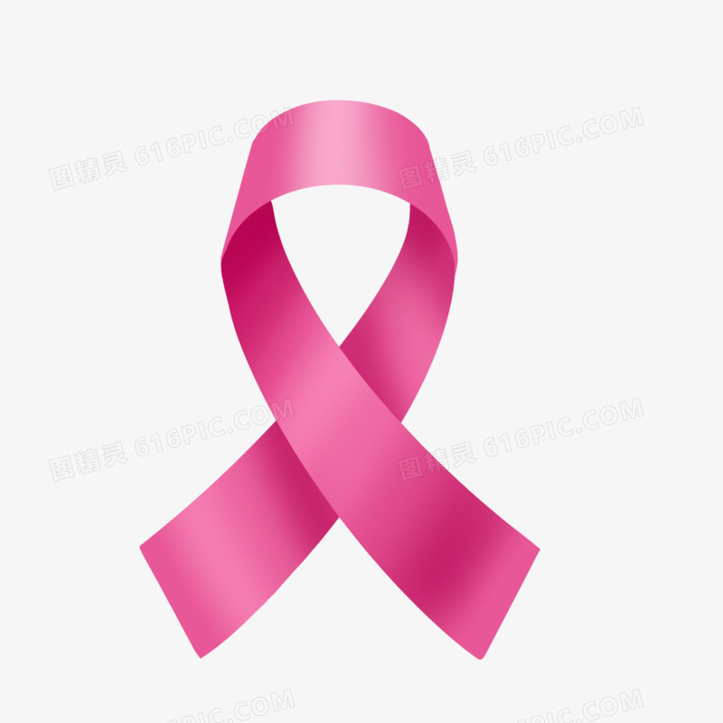 手绘乳腺癌防治粉色丝带标志元素