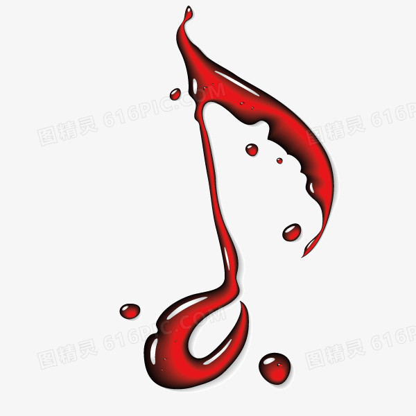 音乐符号 水滴 红色 装饰图案