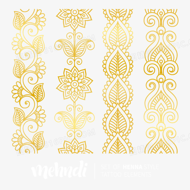 古典植物金色花纹底纹矢量素材