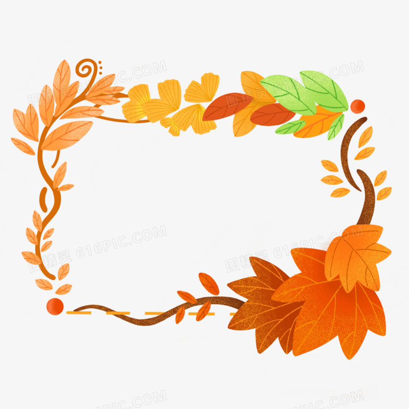 手绘秋季落叶边框元素