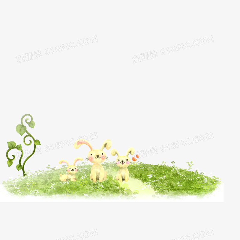 卡通 手绘 草地 水彩 植物 绿色