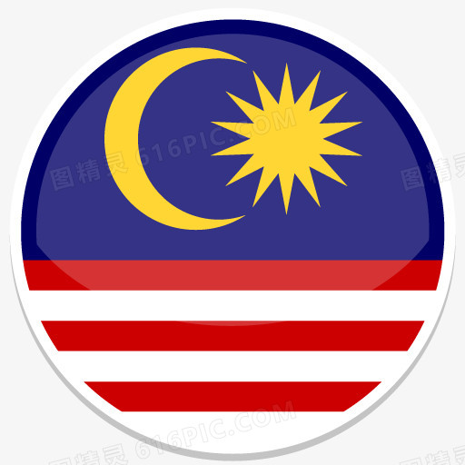 马来西亚平圆世界国旗图标集