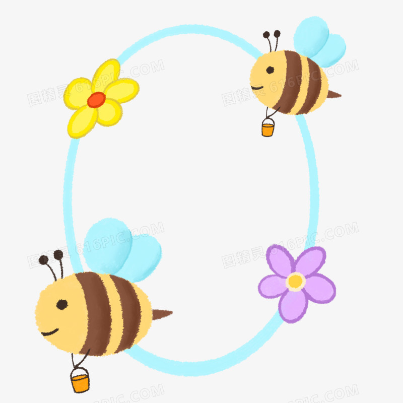 手绘卡通蜜蜂边框元素