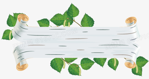 白桦树风格绿叶子标题背景矢量图