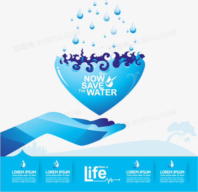 保护水资源环境保护数据化矢量图