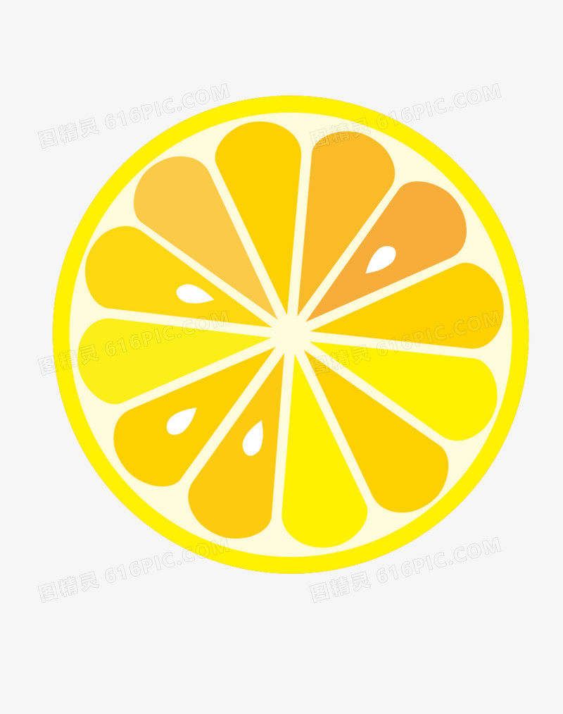 黄色柠檬片矢量图