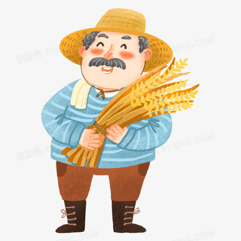 手绘农民丰收麦子免抠元素