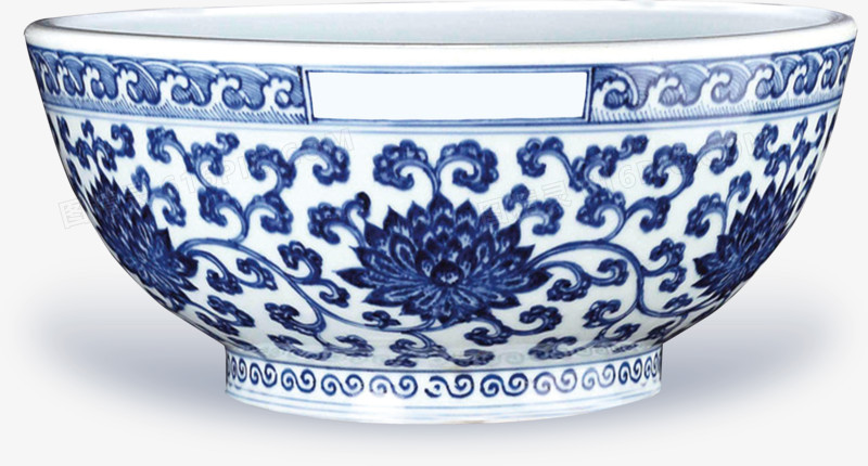 中国风青花瓷碗装饰图案