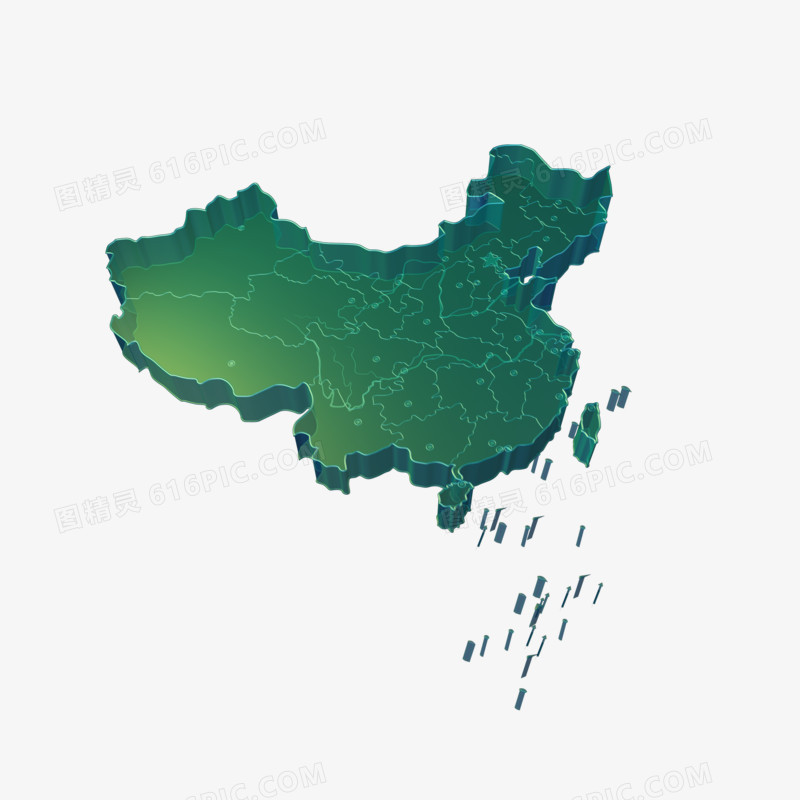 中国版图中国地图地图模型立体图