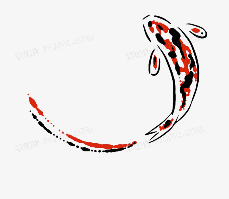 手绘中国风水墨鲤鱼