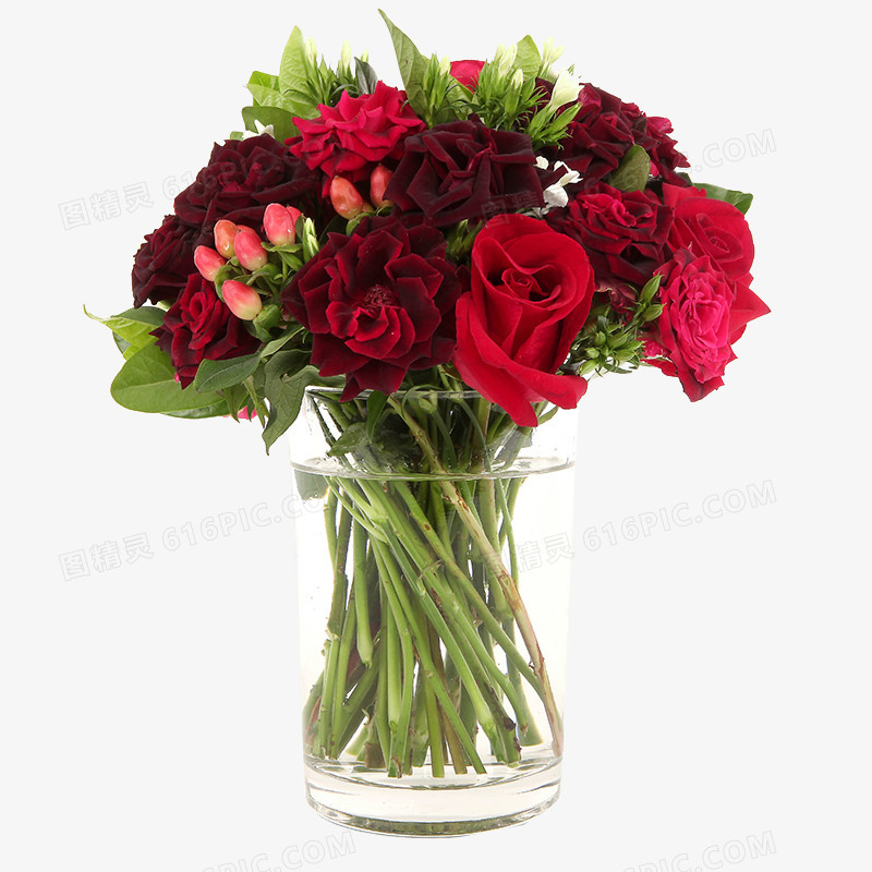 红色康乃馨与玫瑰桌花图片素材
