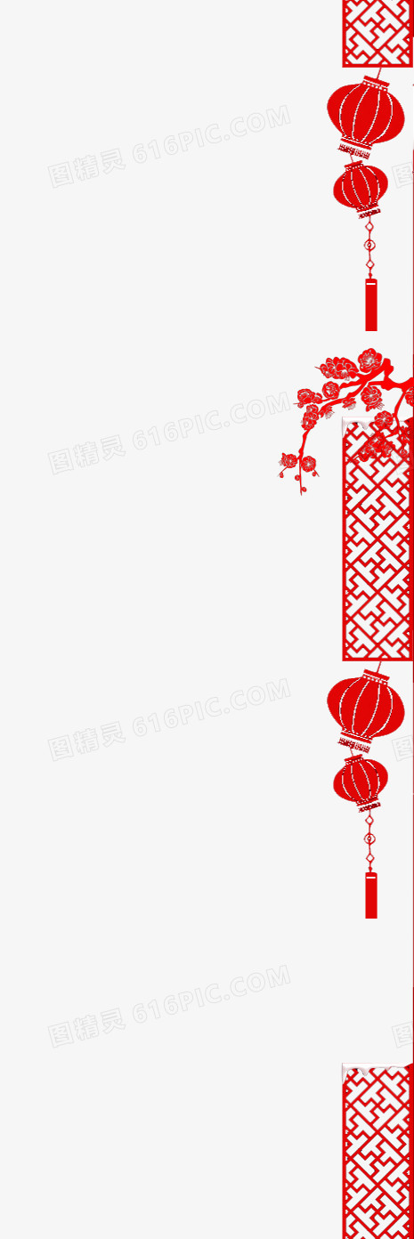红灯笼窗户中国风元素装饰