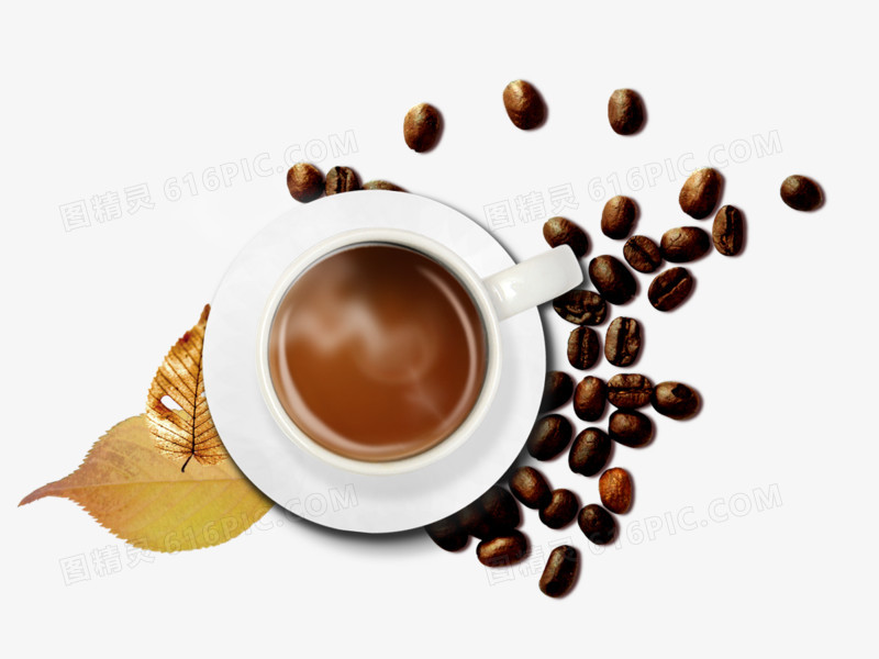 咖啡 咖啡杯子 咖啡豆 叶子