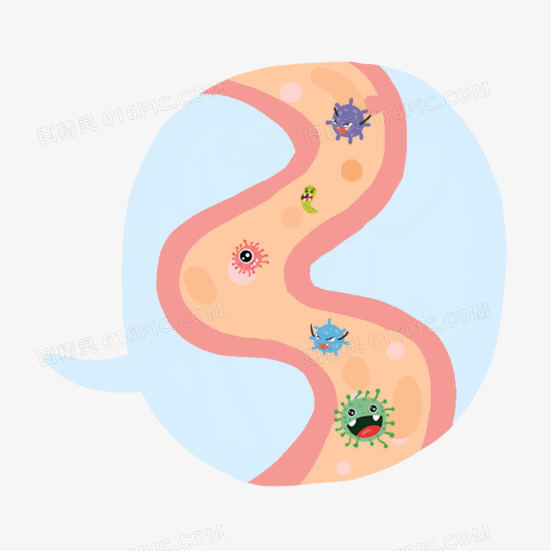 卡通手绘肠道系统元素