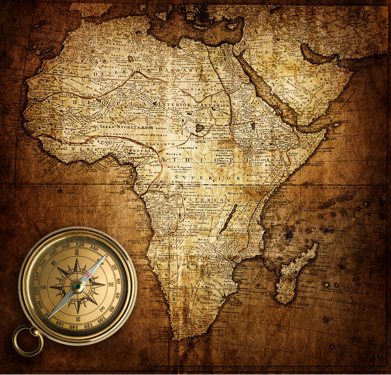 非洲地图与指南针