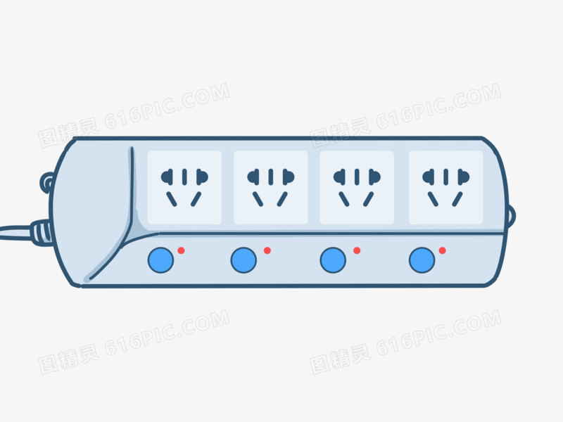 手绘卡通插座插线板素材
