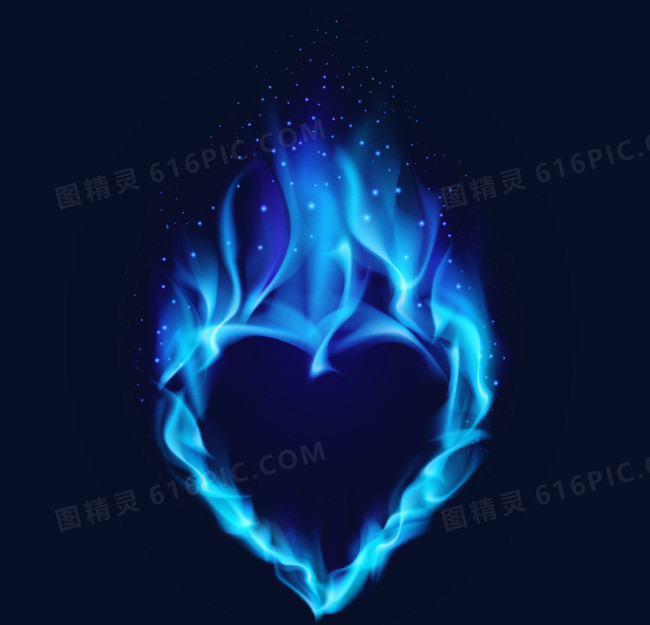 蓝色心形火焰图片免费下载_高清png素材_图精灵