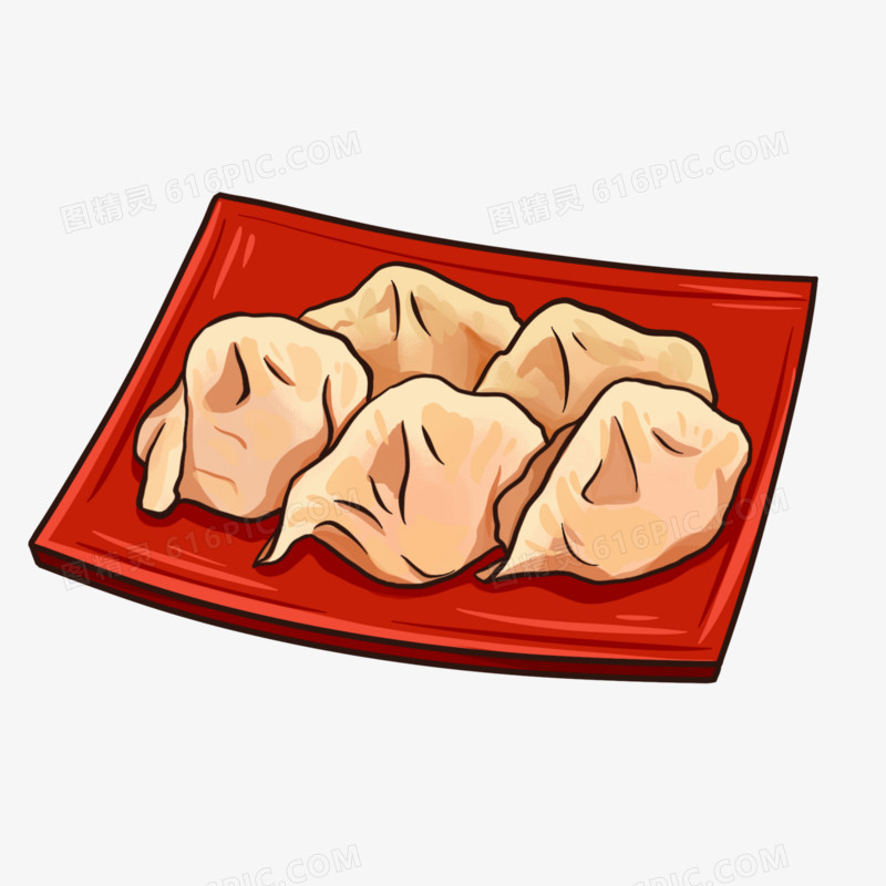 手绘卡通饺子元素