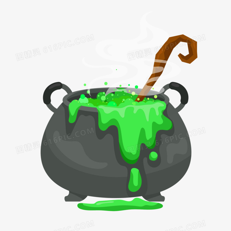 手绘卡通万圣节巫术汤素材