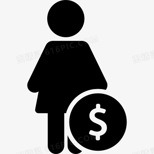 女人与美元符号圈图标