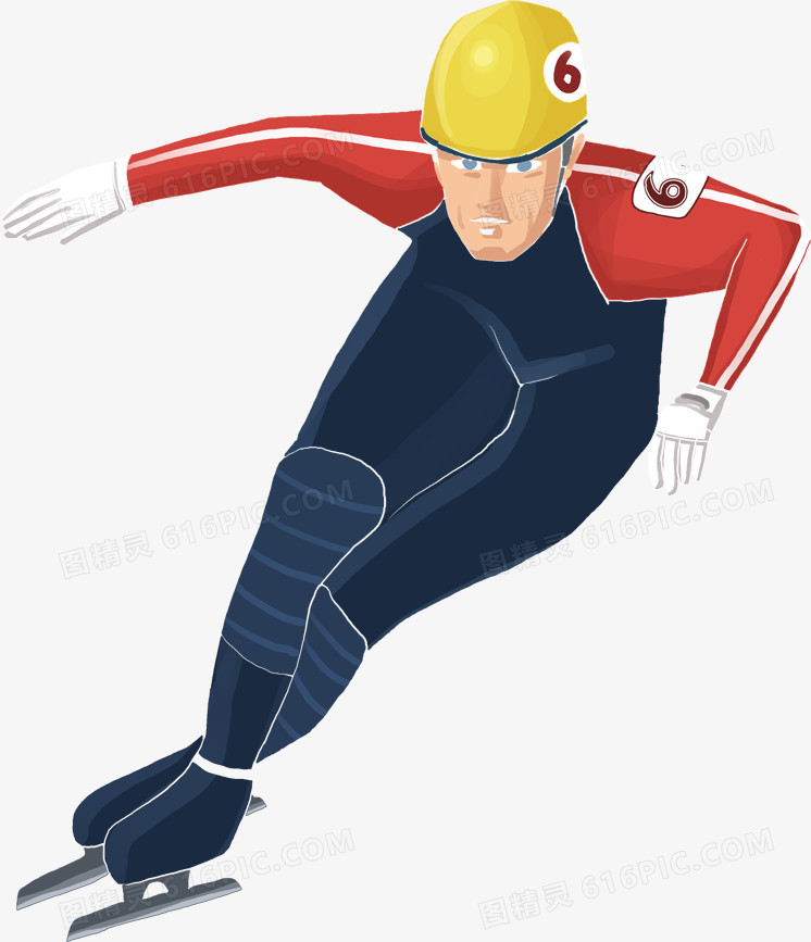 卡通滑冰速滑运动员