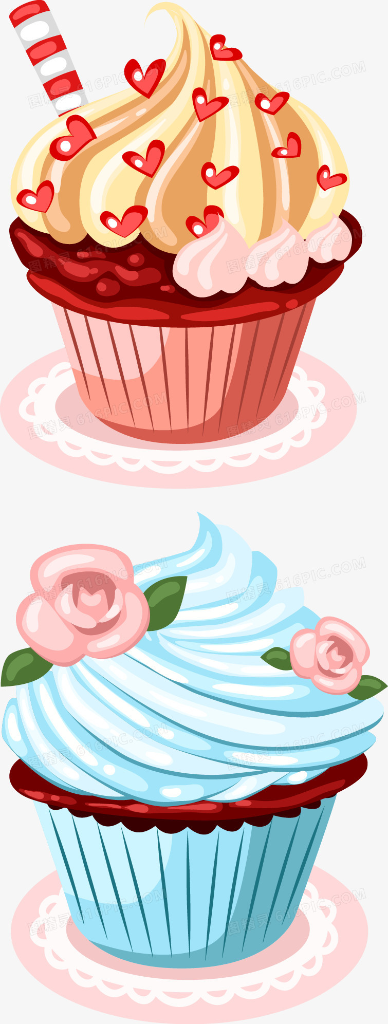 纸杯蛋糕设计矢量图图片