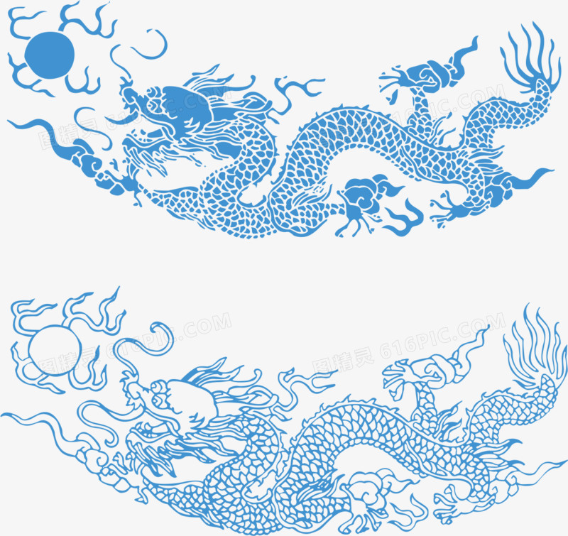 中国传统龙纹图案矢量素材