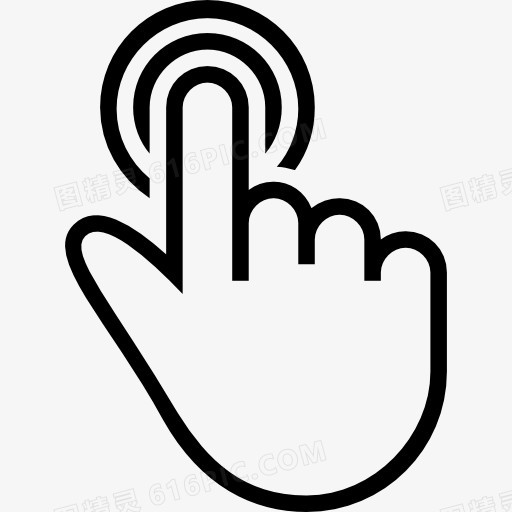 手形符号的一个手指轻拍手势图标