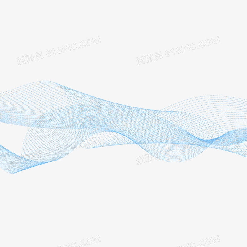 手绘蓝色科技感波浪线条素材