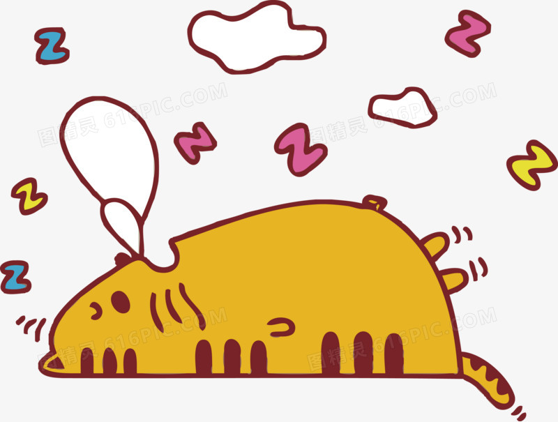 卡通可爱慵懒睡觉的大黄猫